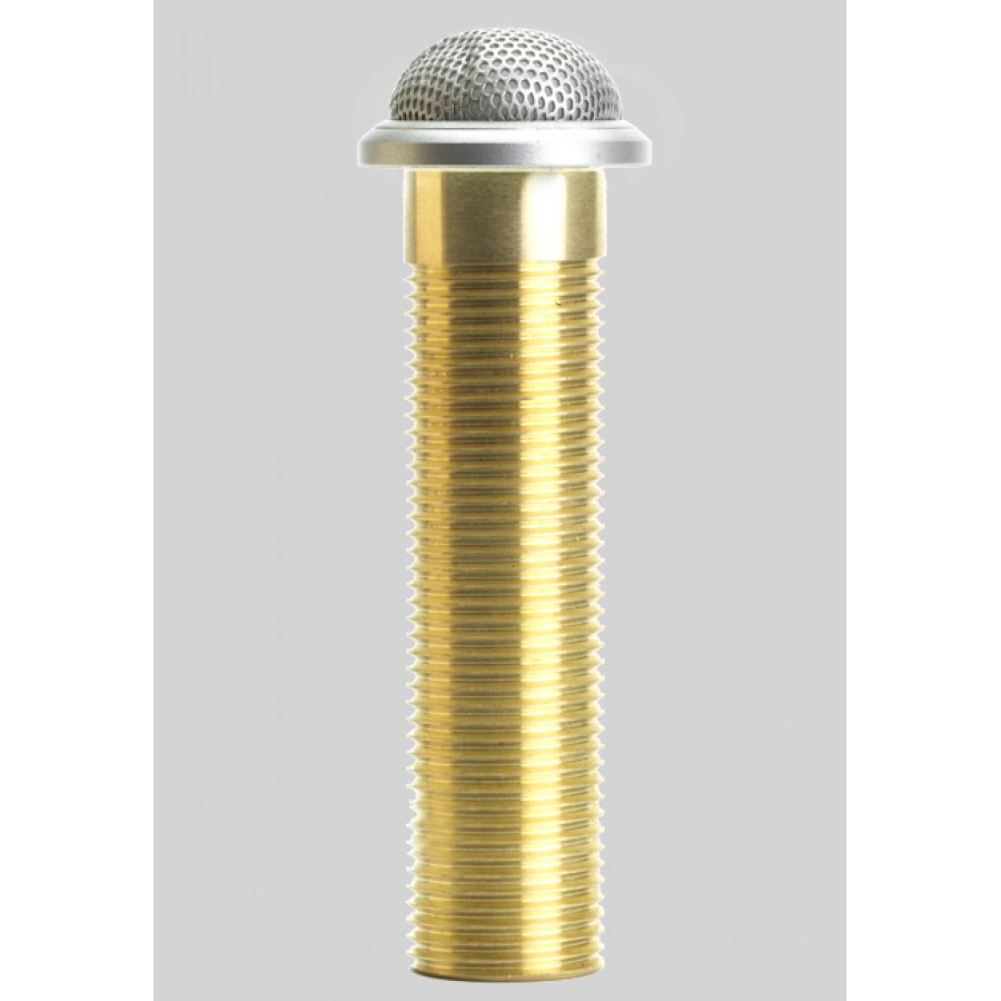 Micrófono semi esfera, color blanco, omnidireccional, preamplificador integrado, XLR.